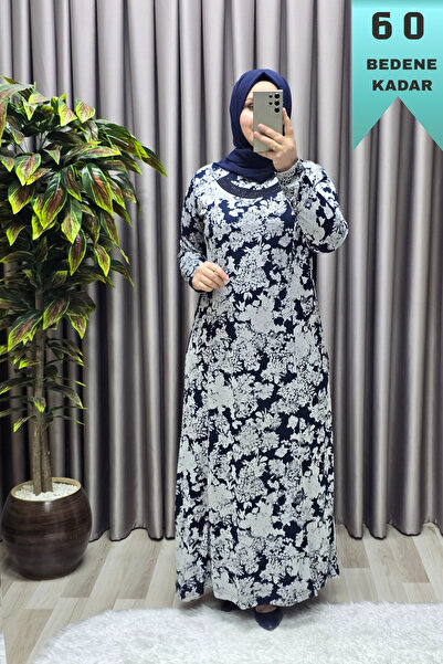 Elmas Tesettür Women's Islamic Clothing Plus Size Cotton Mother's Dress
