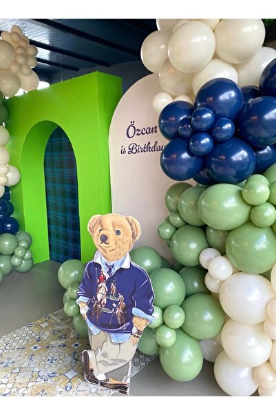 Çemrek Süs Parti مجموعة سلسلة بالونات باللون الأخضر والأزرق الليلي والبيج مكو...