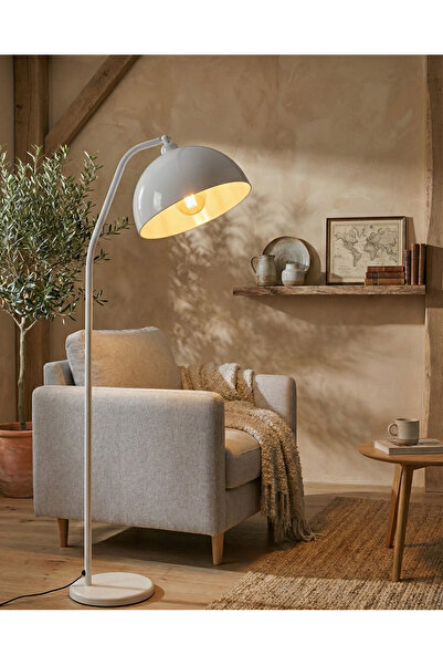 avizade AMBER Endüstriyel Tasarım Beyaz Metal Lambader - Dekoratif Yalın Şık ...