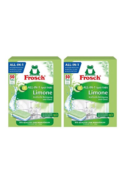 Frosch أقراص غسالة الأطباق الكل في واحد بالليمون الأخضر، 50 قرص × 2 عبوة، تنظ...