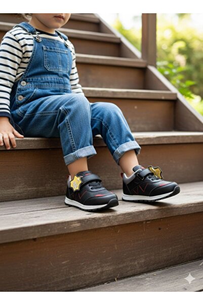 nuh kids Pantofi ortopedici negri din piele naturală pentru băieți