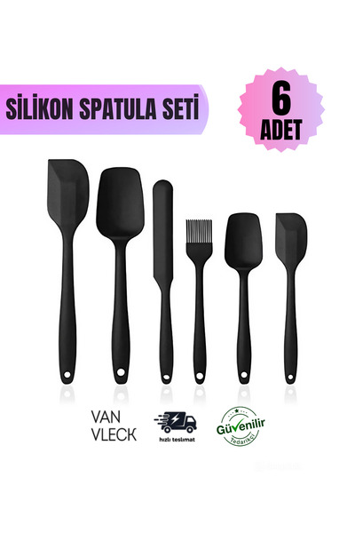 VAN VLECK 6’lı Silikon Mutfak Seti – Kaşık , Spatula , Fırça ve Sıyırma Spatu...