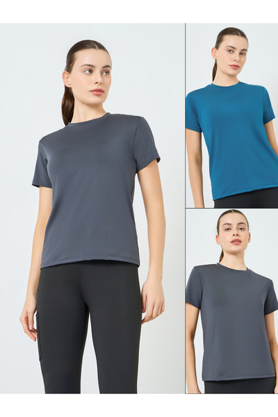 Styli Pack of 2 - Textured Basic Short Sleeve Top