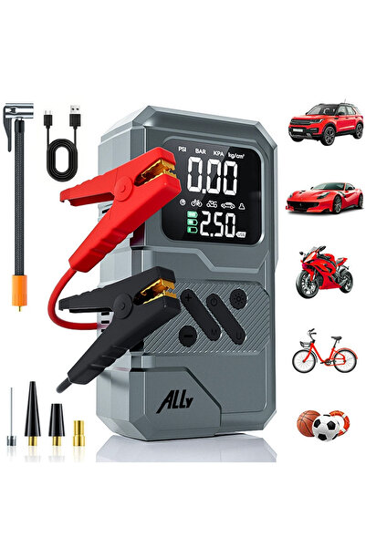 Ally ST-9654 Taşınabilir Göstergeli Araç Lastik Şişirme Ve Starter Akü Takviy...