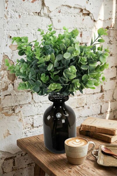 Yapay Çiçek Deposu Artificial Greenery 5-Branch Fall Eucalyptus 35 cm Light G...