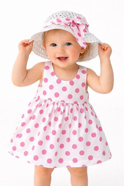 Chicsy Baby Sweet Summer Baby Girl Dress Polka Dot Patterned Dress with Hat