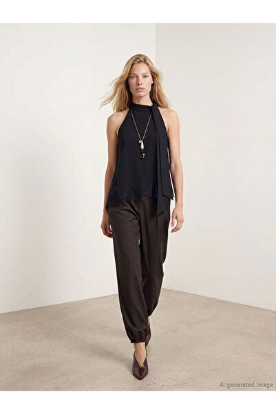 LC Waikiki Rmz Gi̇yi̇m Farkiyla Loose Fit Striped Women's Pleated Jogger Pants