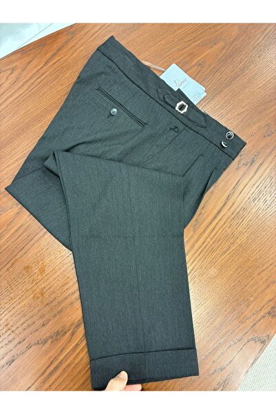 PAREZ Erkek Regular Fit Yüksek Bel Piliseli Tokalı Kumaş Pantolon