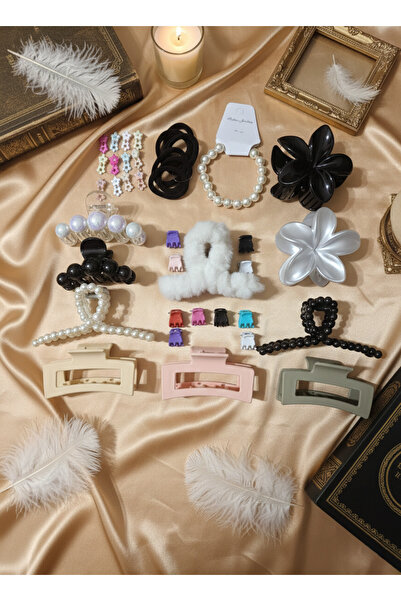 MY VİNTAGE Colorful 9 Types 39 Pieces Mixed Women's Buckle Set with Wicker Ba...