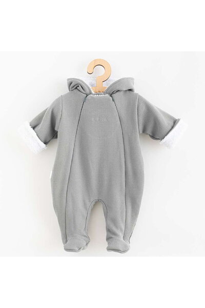 NEW BABY SHOP Salopetă pentru bebeluși cu glugă, gri înghețat, mărimea 74 (6-...