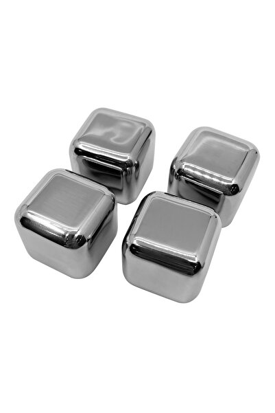 Carrefour Home Set of 4 reusable ice cubes Carrefour Home, stainless steel, S...