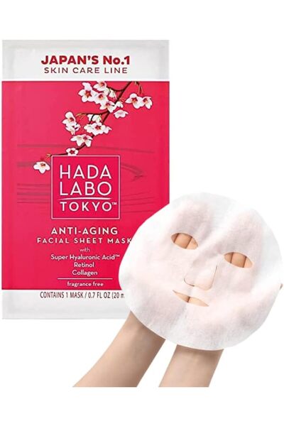 Hada Labo Tokyo - أقنعة ورقية للوجه مضادة للشيخوخة، مع حمض الهيالورونيك الفائ...