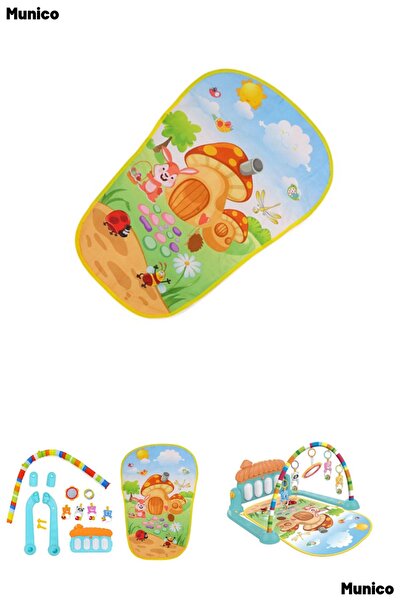 Munico Müzikli Piyanolu Mantar Oyun Halısı 4 Tuşlu Melodili Bebek Aktivite Ha...