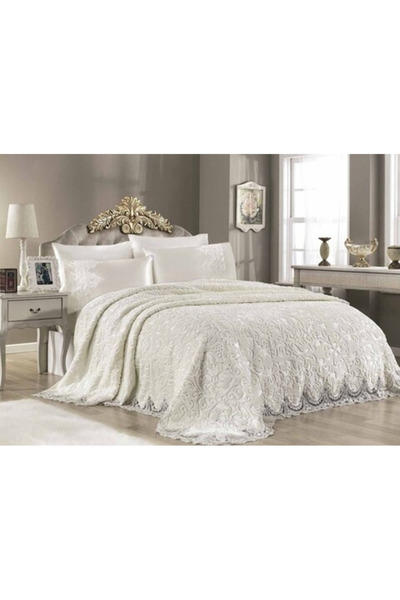 OEM Luxury duvet cover with elegant embroidery, 6 pieces, 2-person bed, WHITE...