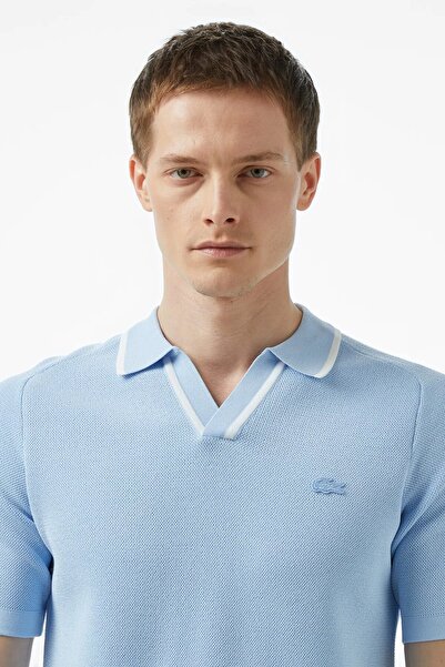 Lacoste Regular Fit Short Sleeve V-Neck Polo Collar Men's Knitwear T-Shirt Li...