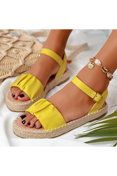 Zaira Sandale Dama cu Talpa Joasa Gia Galbene #11428 - 40