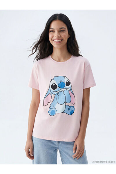 LC Waikiki Rmz Gi̇yi̇m Farkiyla Zero Roba Collar Stitch Printed Women's T-Shirt