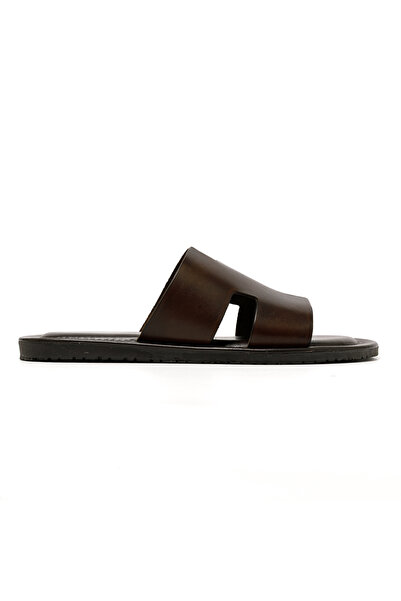 The Sandals Factory Ανδρικές Παντόφλες M7805 ΔΕΡΜΑΤΙΝΟ ΕΞΩΤΕΡΙΚΟ Μέρος Σκούρο...