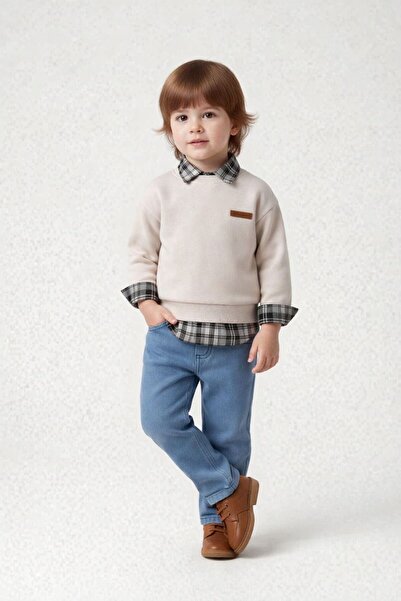 YİGİT BUTİK Set de combinație din bumbac pentru băieți, cu cămașă și hanorac,...