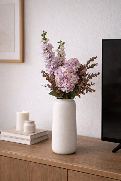 ELZI ATÖLYE Mor Tonlarda Yapay Çiçek Buketi –Yüksek Kalite- 2Dal Şebboy, 2Dal...