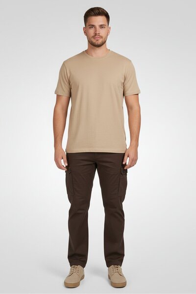U.S. Polo Assn. Men Straight Fit Plain Cargo Pants, Chocolate