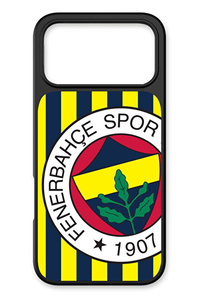 Fenerbahçe iPhone 17 Pro Uyumlu Çubuklu Büyük Arma Cam Lisanslı Telefon Kılıfı