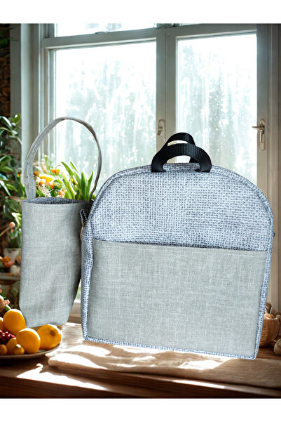 ADUŞKA Lunch Box Thermal Insulated Water-Resistant Lined (Grey - Green)