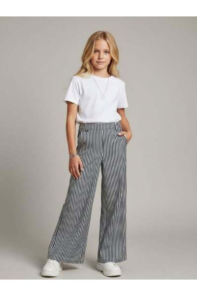 Zekids Κοριτσίστικο ριγέ παντελόνι με φαρδύ πόδι
