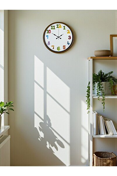 Leyaton ساعة حائط لغرفة الأطفال باللون البني مقاس 36 سم LWLHM-YTRS345