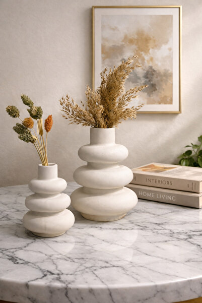 Home dekoratif Dalgalı Vazo Seti – (2’li Set)