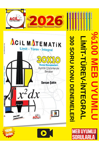 Acil Yayınları Acil AYT LTI Limit Türev İntegral 30x10 Deneme 2026 Güncel Müf...