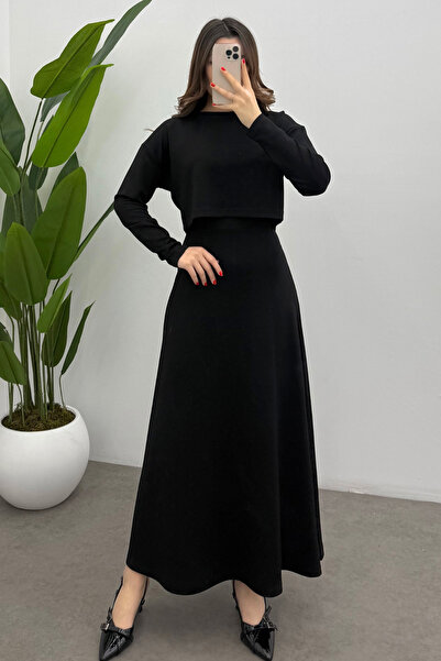 Ladima Women's Black Modal Blouse Double Suit