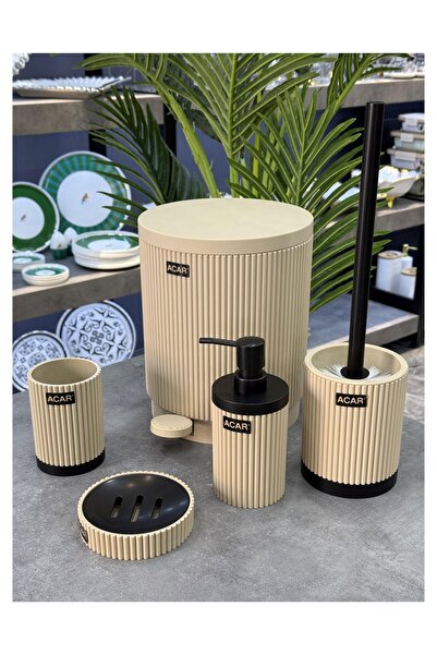 Doğudeko Acrylic 5 Piece Tgr Bathroom Set Cream