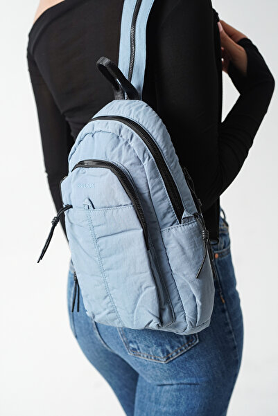 Solo Bag Women's Blue Multi-Compartment Waterproof Crinkle Casual Backpack