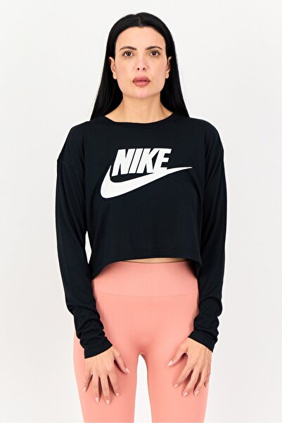Nike Women Sportswear Fit Long Sleeve Training Crop Top, Black