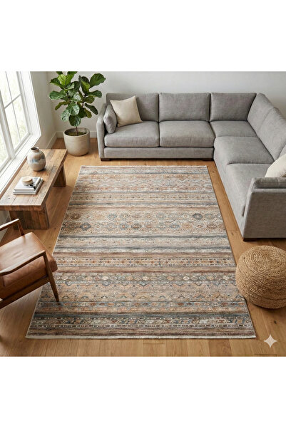 Emin Halı Aka AA07K Vintage Eskitme Model Degrade İplik Sık Dokuma Salon Otur...