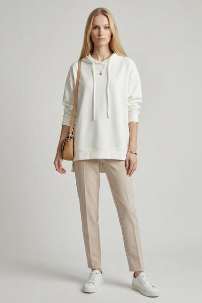 Rays 8309A Hooded Tunic Ecru