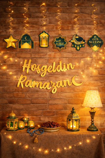 mrcans Led Işıklı Hoşgeldin Ramazan Yazısı Tavan Süsü Ramazan Bayramı Dini Sü...