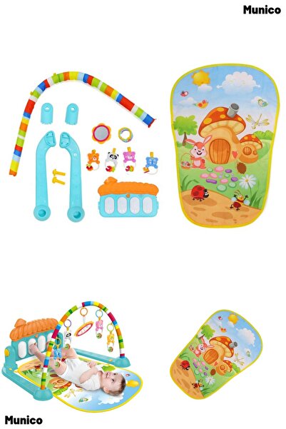 Munico Piyanolu Mantar Oyun Halısı Bebekler İçin Motor ve Duyusal Gelişim Des...