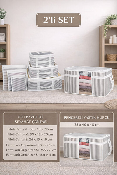 PONÇİK BEBEK Multi-Purpose Under-Bed Organizer Pillow Storage Bag with Window...