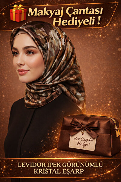 Levidor 90X90 Silk-Look Brown - Beige Crystal Scarf – Non-Slip Twill Stylish ...