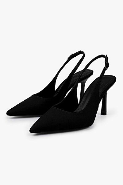 Shoeberry Women's Vina Black Satin Stiletto
