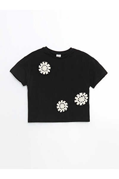 LC Waikiki Tricou pentru fete cu guler Roba Zero și flori, Colecția Shining C...