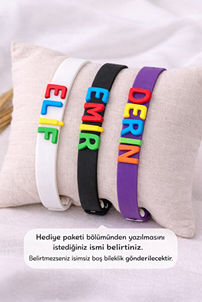 sonsuzsaat Mor Silikon Renkli Harfli Bileklik Kişiselleştirilebiir İstediğini...