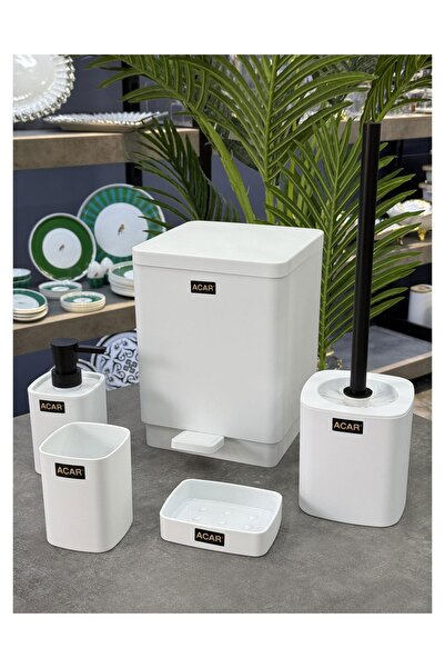 Doğudeko Acrylic 5 Piece Barr Bathroom Set White