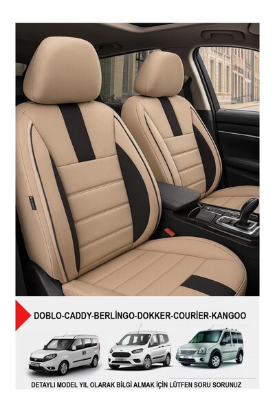 GM-DESIGN Onyx Beige Hand Feather Universal Commercial Car Seat Cover (DOBLO-...
