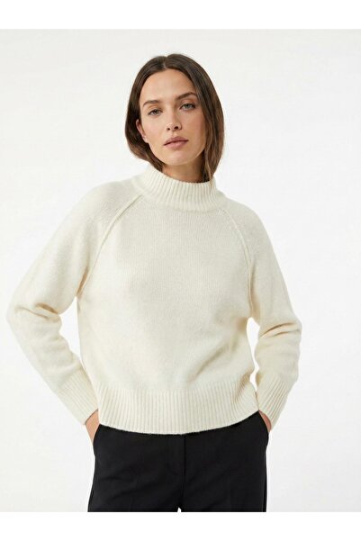 LAJESTE Kadın Beyaz yumoş yumuşak bisiklet yaka sakal kazak