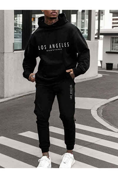 mercoledi Men's Mix Printed Comfortable Fit Hooded Pocket Top Jogger Elastic ...