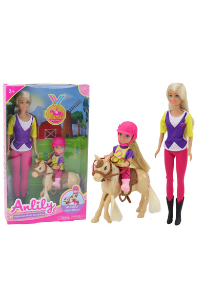 Three top online Set de păpuși Anlily cu un copil și un ponei, fermă de cai
