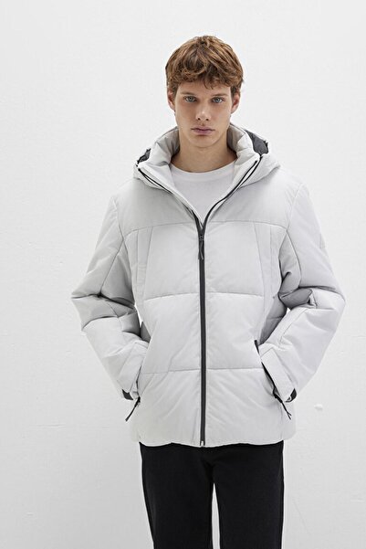 Mavi M0110675-70074 Erkek Su İtici Kapüşonlu Gri Şişme Mont